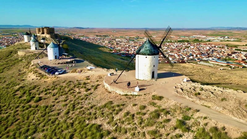 From Madrid: Check out Toledo and the Quijote de la Mancha mills - Mirador del Valle: your first “wow” view of Toledo