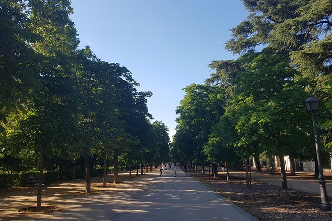 Madrid Bike Tour with Churros and Wine, Ham, and Cheese Upgrade - El Retiro Park by bike: Alfonso XII, Palacio de Cristal, and water breaks