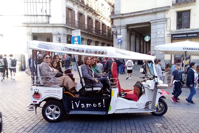 Tour Madrid in 2 hours! Electric Tuk - Fast, Fun, and Exclusive - Plaza de Santa Ana and the Royal Palace Area: Big Names, Short Stops, Smart Views